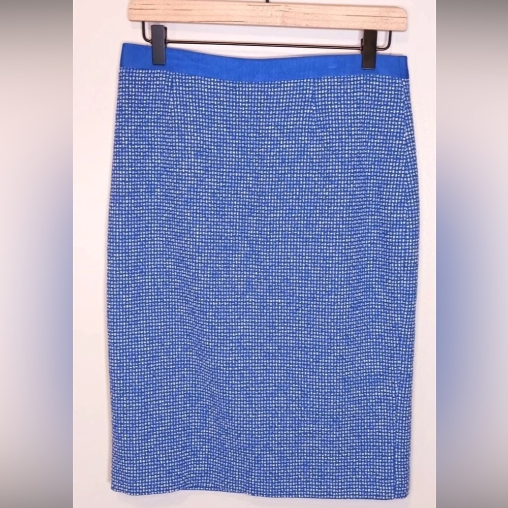 Boden Like New Royal Blue White Tweed Textured Pencil Skirt Women’s Sz 10